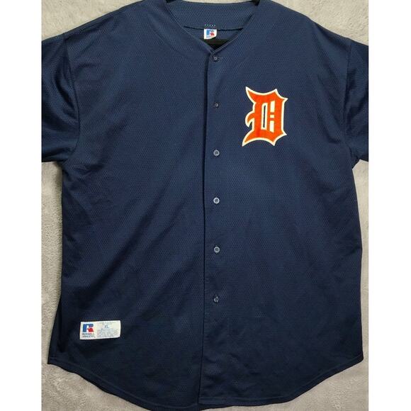 Russell Athletics Mens Vintage Detroit Jersey Size XL Tigers #7 MLB Blue Mesh - Picture 7 of 11